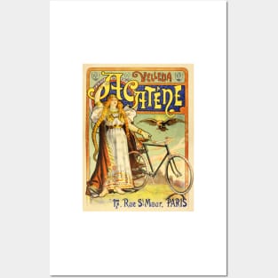 VELLEDA ACATENE Paris 1890 French Bicycle Art Nouveau Advertising Posters and Art